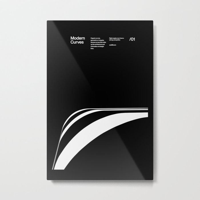 Modern Curves 01, Modern Architecture Design Poster, minimalist interior wall decor, Modern Art, Print, Typographic, Helvetica Metal Print