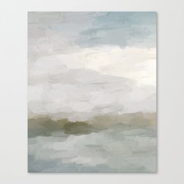 Break in the Weather I - Gray Blue Sage Green Sunrise Abstract Nature Ocean Painting Art Print Canvas Print
