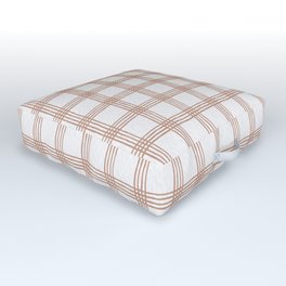 Hand drawn Check Pattern - Tan on White Outdoor Floor Cushion