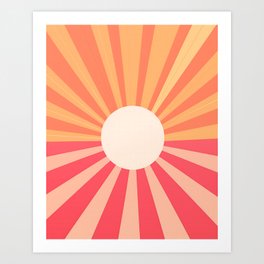 Warm Abstract Sun and Rays Art Print