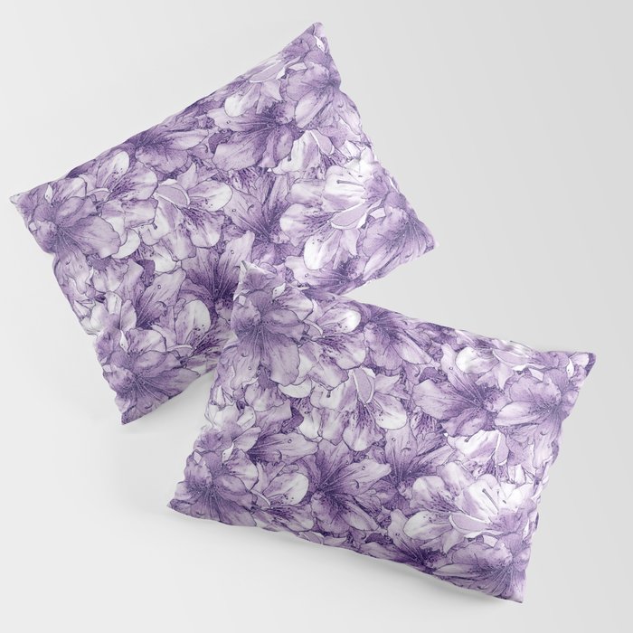 majestic purple floral azalea flowering flower bouquet pattern Pillow Sham