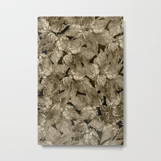 Autumn Leaves - sepia Metal Print