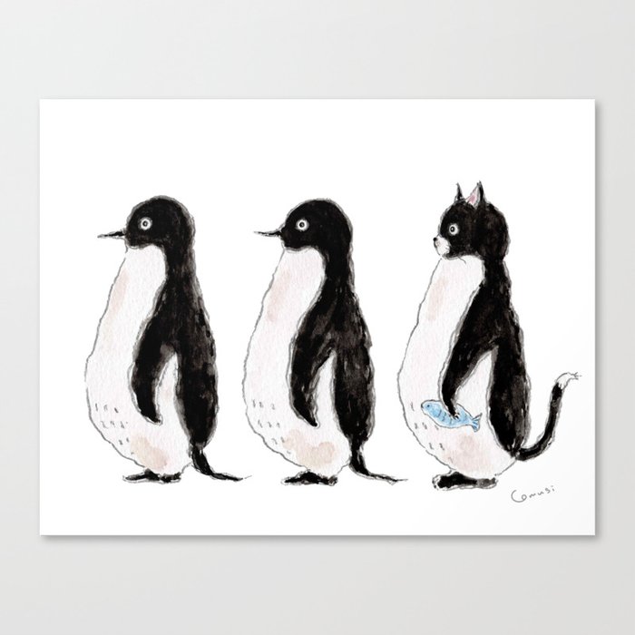 Penguin Trio Canvas Print