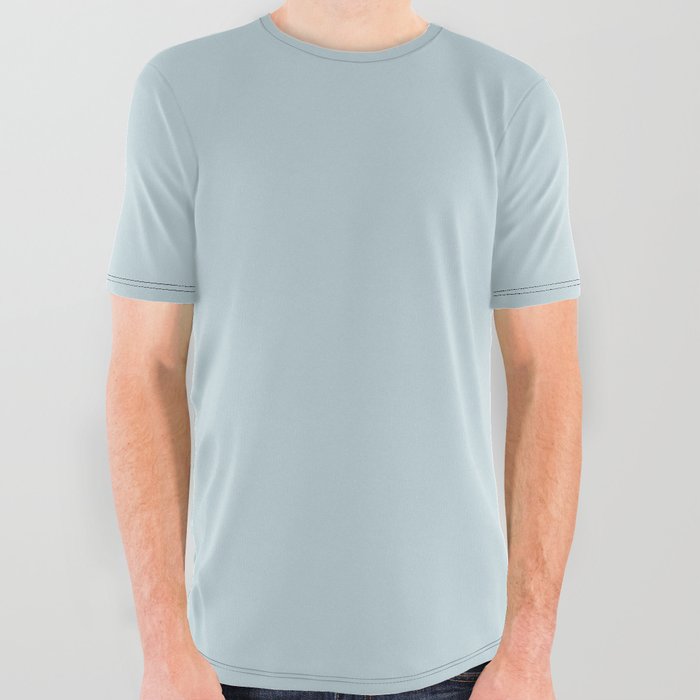 Light Aqua Gray Solid Color Pantone Pastel Blue 12-4607 TCX Shades of Blue-green Hues All Over Graphic Tee