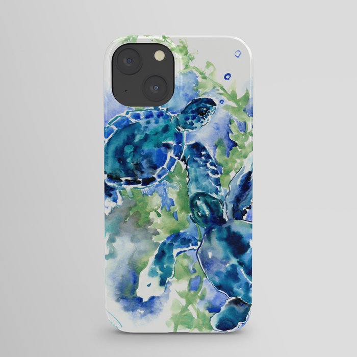 Sea Turtle Turquoise Blue Beach Underwater Scene Green Blue design iPhone Case
