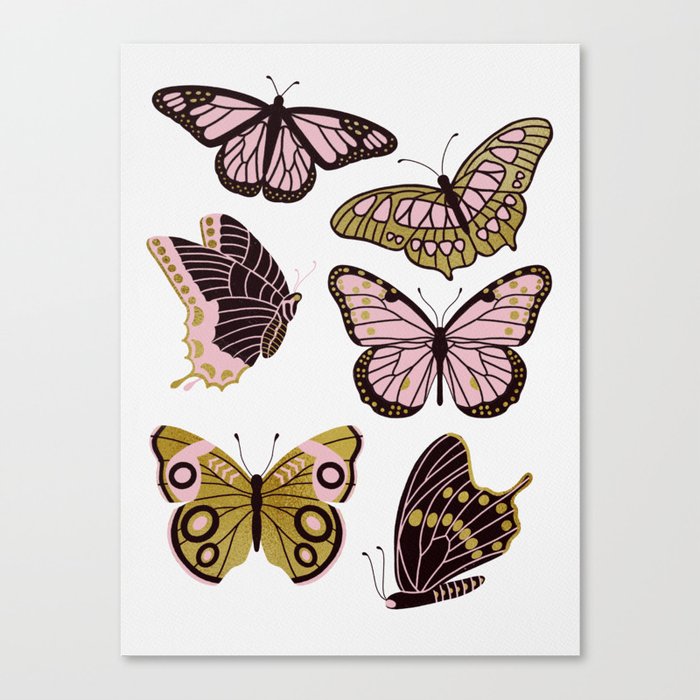 Texas Butterflies – Blush and Gold Canvas Print