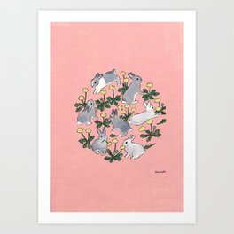 Bunnies love dandelions Art Print