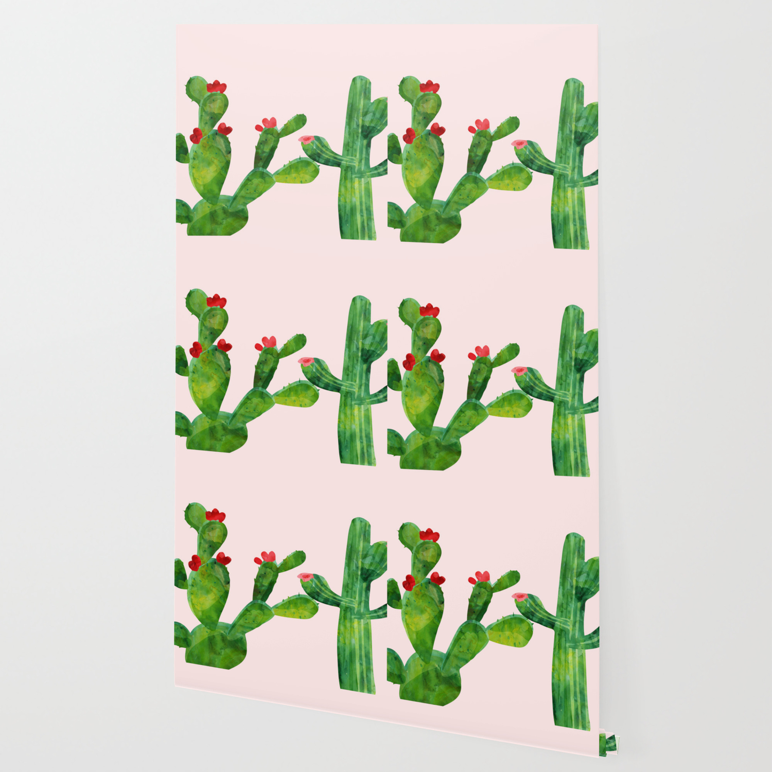 Blush Pink Cactus Wallpaper By Peggieprints Society6