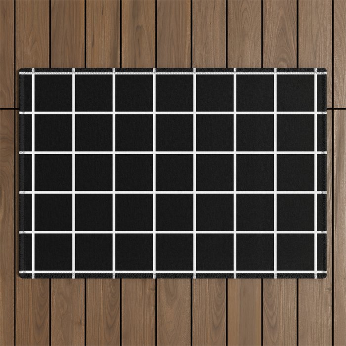 Black and White Grid Outdoor Rug