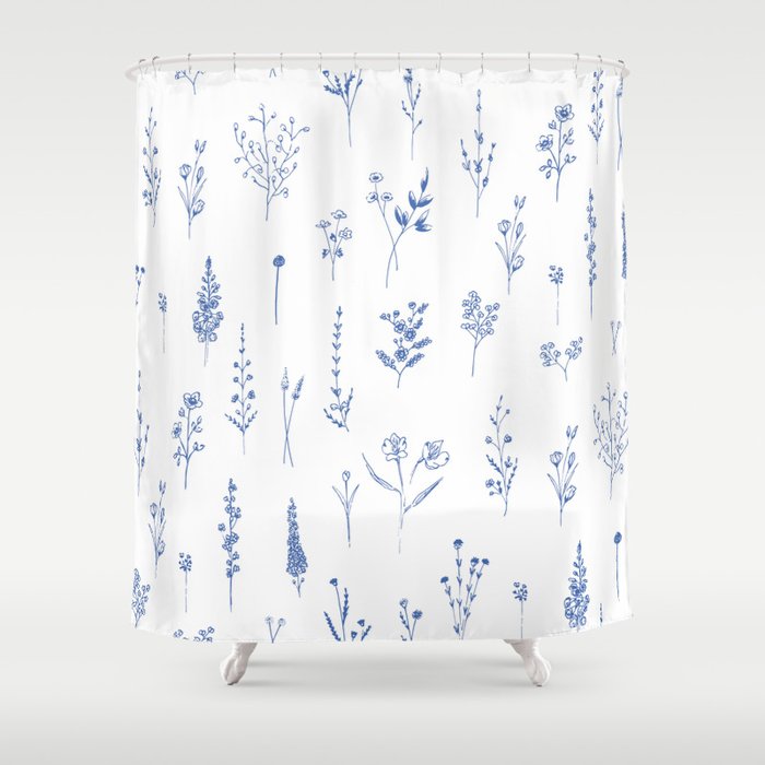 Wildflowers in blue Shower Curtain