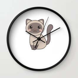 Siamese Cat Kawaii Cats Cute Animals For Kids Wall Clock