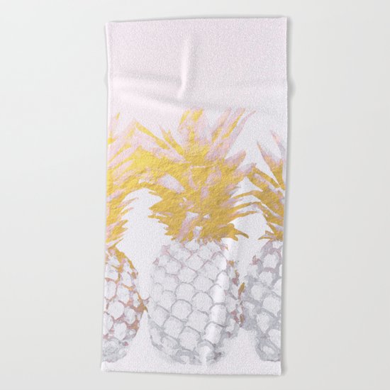 Golden pineapples Beach Towel