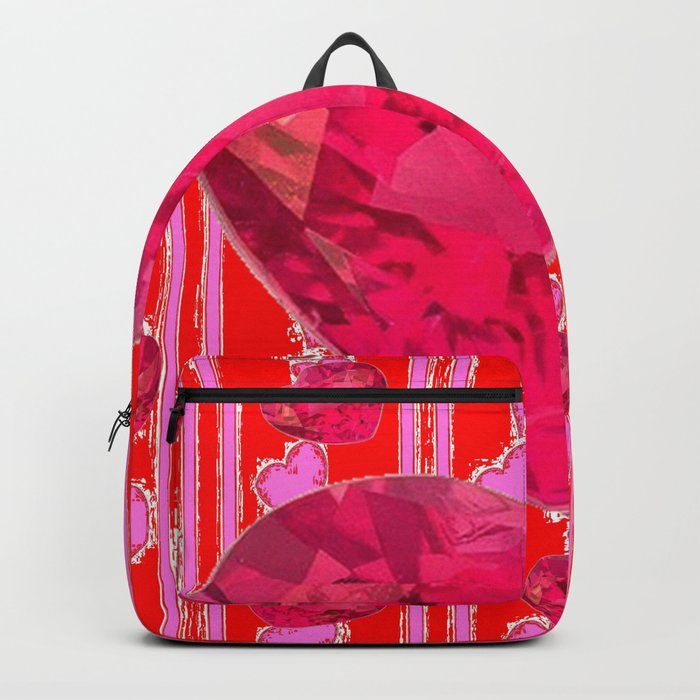 PINK JEWELED RED VALENTINE HEARTS  DESIGN Backpack