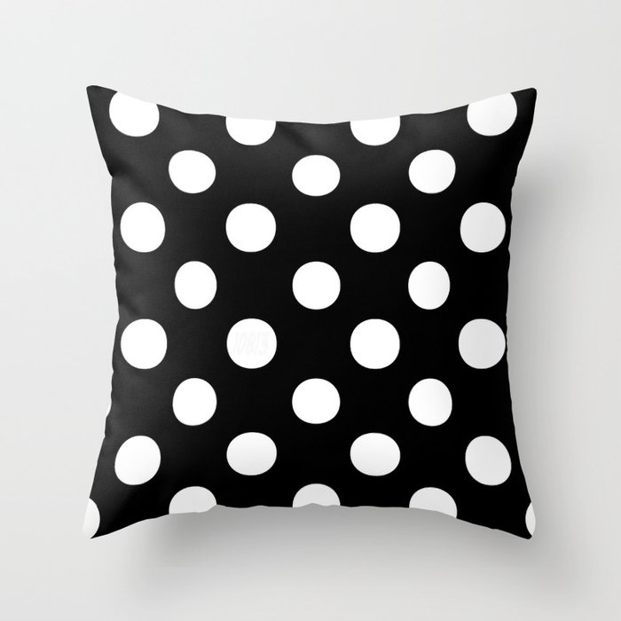 Polka Dots (White/Black) Throw Pillow