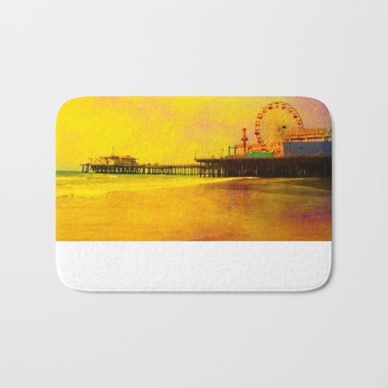 Yellow Purple Santa Monica Pier Bath Mat