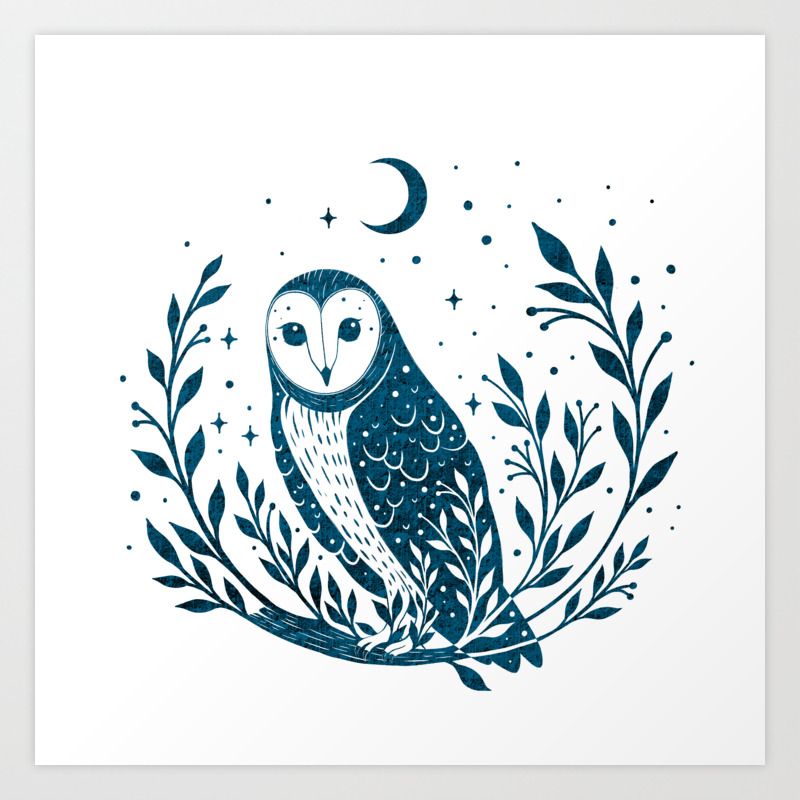 Owl blue black wrapping paper screen printing paper