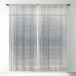 Sloane Grid Sun - blue gray grid art, grid pillow, home decor, painterly, sunshine, boho art, bohemian Sheer Curtain