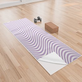 Retro Purple & White Waves Yoga Towel