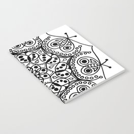 Bugs and Butterfly Zen Mandala black and white Notebook