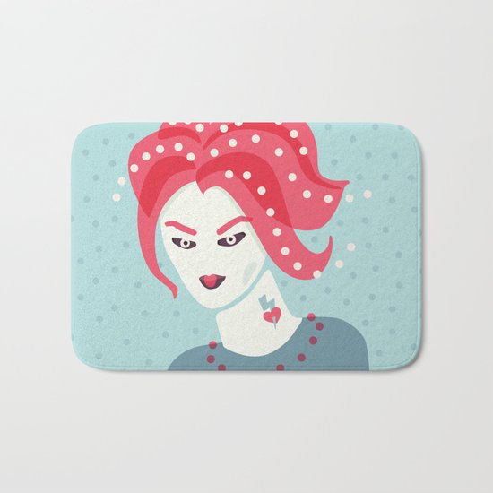 Portrait Of A Girl With Pink Hair Bath Mat