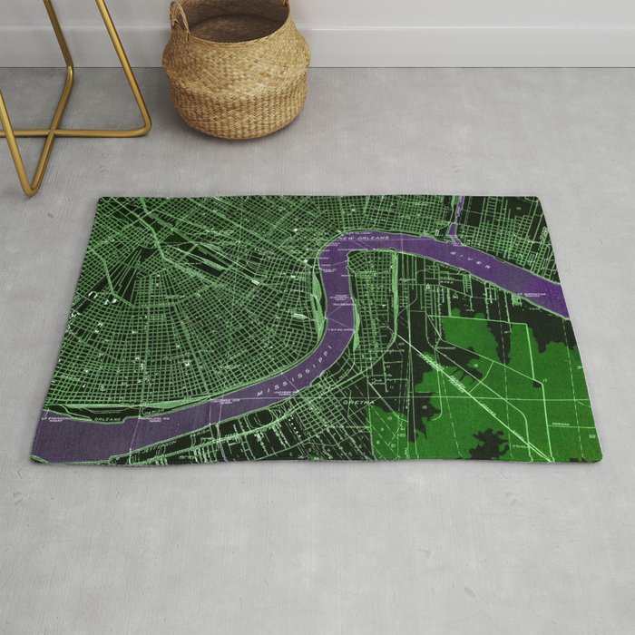 New Orleans Louisiana 1932 vintage old beautiful map Rug