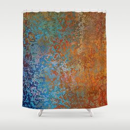 Vintage Rust, Copper and Blue Shower Curtain