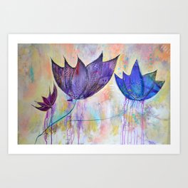 Just do you, trio of abstract lotus flowers Art Print