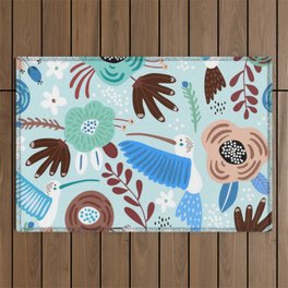 Colibri Birds and Flowers 2 Outdoor Rug