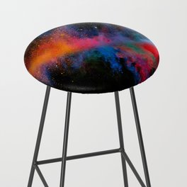 Launched colorful powder on black background Bar Stool