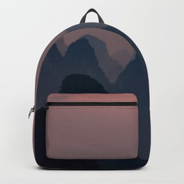 China Photography - Red Sunset Over The Tall Mountains Backpack