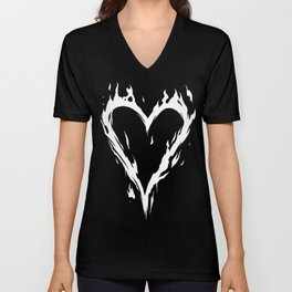 Flame Heart (White) V Neck T Shirt