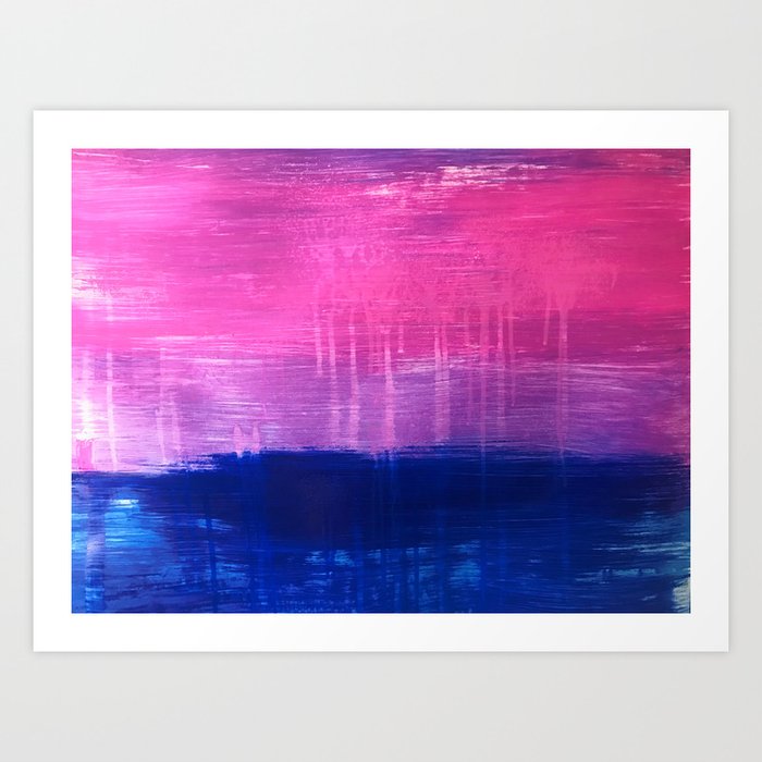 Bisexual Flag Abstract Acrylic Piece In Pink Purple And Blue