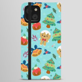 Christmas Pattern Cute Gingerbread Tree Bell iPhone Wallet Case