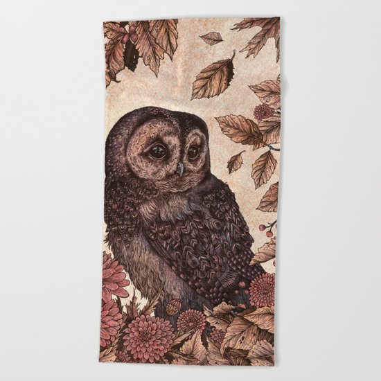 Tawny Owl Pink Beach Towel