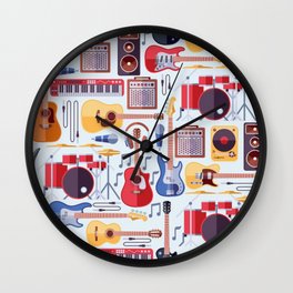 Music Instruments Seamless Pattern Wall Clock