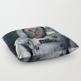 cat astronaut and space dust in the universe Floor Pillow