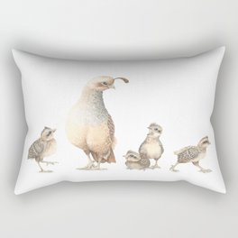 Quail Family with Mom and Babies Rectangular Pillow