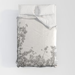 Cherry Blossoms (Black and White) Comforter