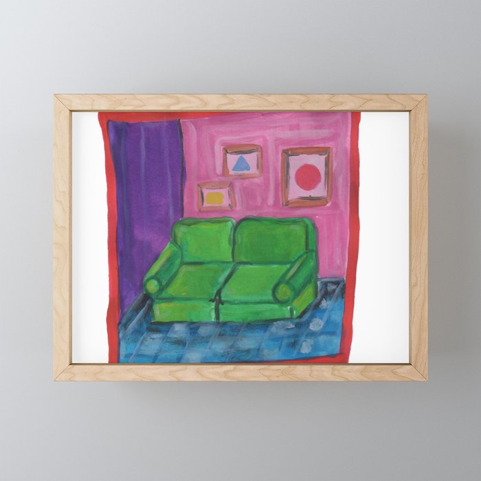 green sofa Framed Mini Art Print