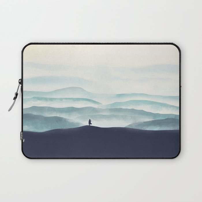 Girl looks at the mountains Laptop Sleeve