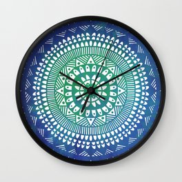 Mandala in blue watercolor Wall Clock
