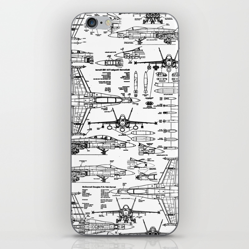F 18 Blueprints Iphone Skin By Thinlinetextiles Society6