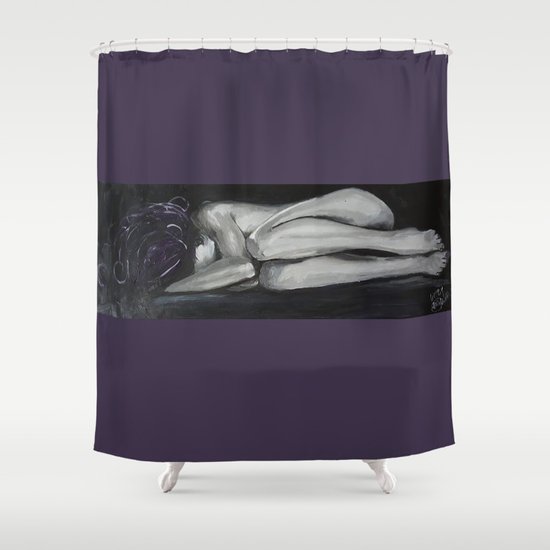 Tasteful Nude Oil Paint On Canvas Painting Fetal Position Black