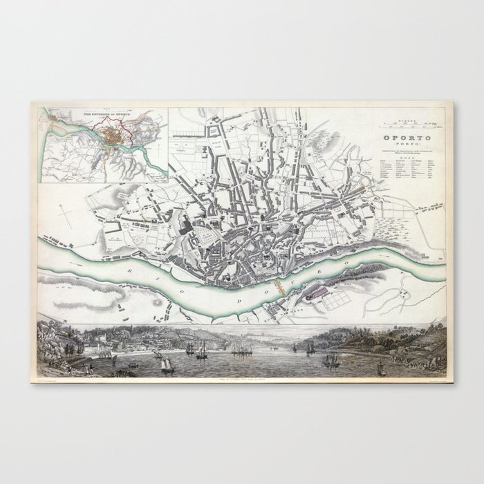 Oporto 1833 Vintage pictorial map Canvas Print