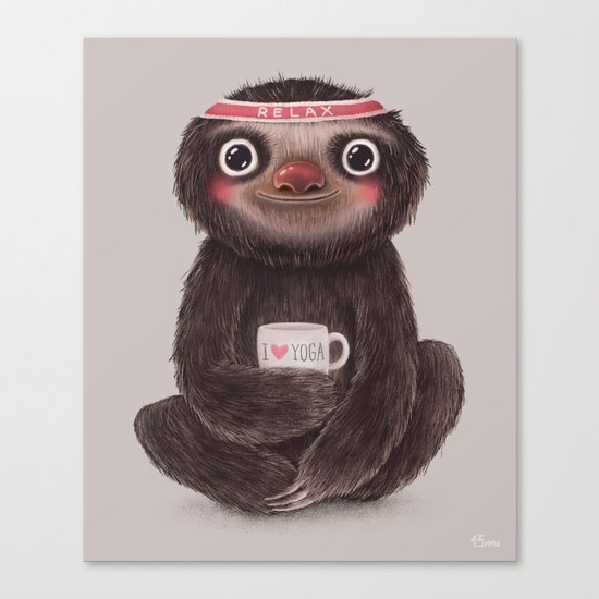Sloth I♥yoga Canvas Print
