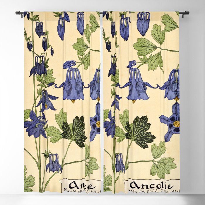 Maurice Verneuil - Ancolie - botanical poster Blackout Curtain