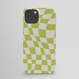 Chartreuse wavy checked pattern iPhone Case