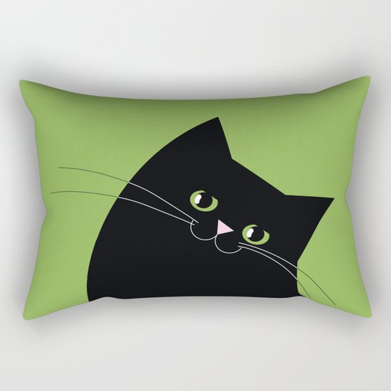 Black Cat and Color of the Year 2017, Greenery Rectangular Pillow