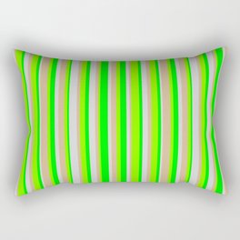 [ Thumbnail: Tan, Chartreuse, Lime & Light Grey Colored Striped/Lined Pattern Rectangular Pillow ]