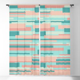 Wright. Modern Geometric Abstract in Aqua, Mint, and Coral Peach Blackout Curtain